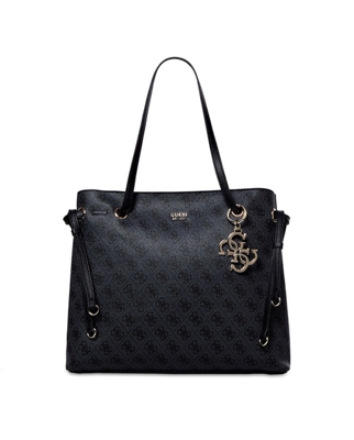 Guess - Shopping Digital En Gris Oscuro Con Estampado De Logos
