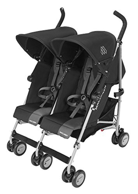 Maclaren Twin Triumph Silla de paseo doble - ligera, de los 6 meses hasta los 50kg, encaja a través de la mayoría de las puertas, Capota extensible co