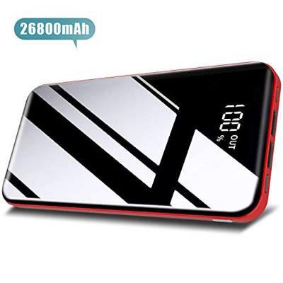 Todamay Batería Externa 26800mAh Power Bank con 3 Entradas y 2 Puertos USB Cargador Portátil Móvil Ultra Alta Capacidad con Pantalla LCD Digital para 