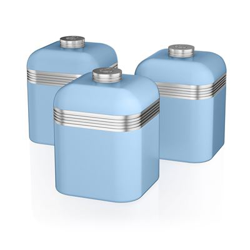 Detalles de la oferta de Swan SWKA1020BLN Set 3 Botes metálicos de almacenamiento 1 litro, especias, té ,café, vintage diseño retro Azul Swan SWKA1020BLN Set 3 Botes metálicos de almacenamiento 1 litro, especias, té ,café, vintage diseño retro Azul características