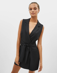 Bershka Vestido chaleco con cinturón Mujer L Negro precio