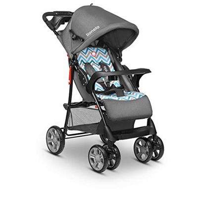 Lionelo Emma Plus - Cochecito de bebé ligero y moderno, pequeño, con posición reclinada, plegable (Blue Scandi)