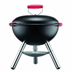 Bodum - 11529-01 - Fyrkat - Barbacoa a carbón con Tapa y Parrilla - portátil - Patas de Acero Inoxidable - asa de Silicona - Color Negro características