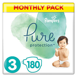 Pampers Pure Protection 81690517 pañal desechable Niño/niña 3 180 pieza(s) - Pañales desechables (Niño/niña, Tape diaper, 6 kg, 10 kg, Turquesa, Blanc características