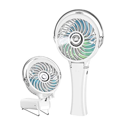 HandFan Ventilador Personal Recargable Ventilador eléctrico Recargable Mini USB Ventilador Recargable con 2000 mah Funciona con Pilas y luz de Flash p