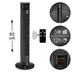 TROTEC Ventilador de Torre TVE 31 T/Mando a Distancia/Pantalla LED/Silencioso / 45 W/Negro / 3 Velocidades de Ventilación/Oscilación Automática de 60° en oferta