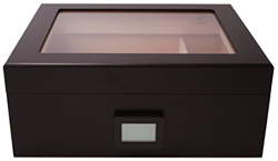 GERMANUS Desk V Humidor con higrómetro digital y GERMANUS Crystal humidificador, Negro en oferta