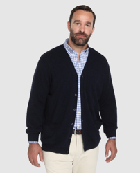Emidio Tucci - Cárdigan De 100% Cashmere De Hombre Azul Tallas Grandes en oferta