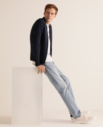 Compra Easy Wear - Chaqueta De Hombre Azul Marino Con Cuello Alto al mejor  precio - Shoptize