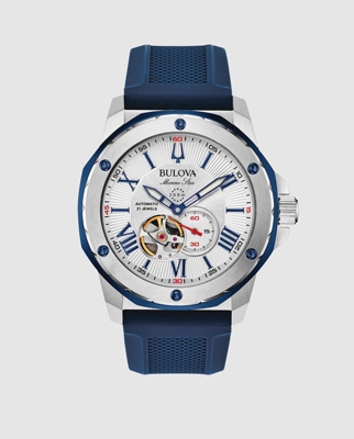 Bulova - Reloj De Hombre 98A225 Automático Crono De Silicona Azul