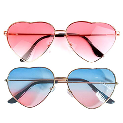 NETUME 2 pares de gafas de sol con forma de corazón hippie para disfraz hippie, ligeras y retro, para mujeres y niñas, uso diario (una rosa, una lente precio