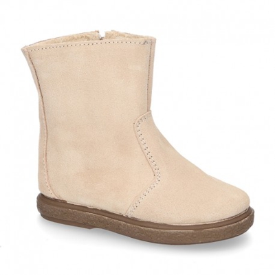 Botita Niños En Piel Serraje Con Forro De Lanita. 18 Beige