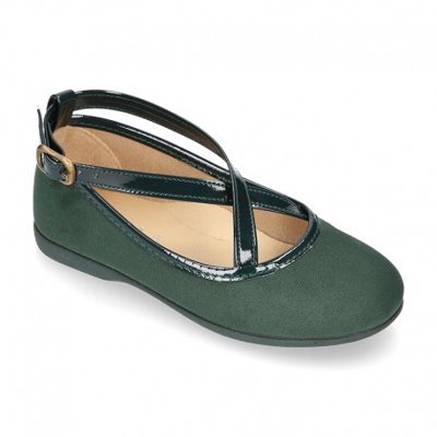 Merceditas Niña En Serratex Con Cintas Cruzadas En Charol. 30 Verde
