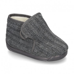 Botita De Casa Niños Velcro Oculto En Lana. 26 Gris precio