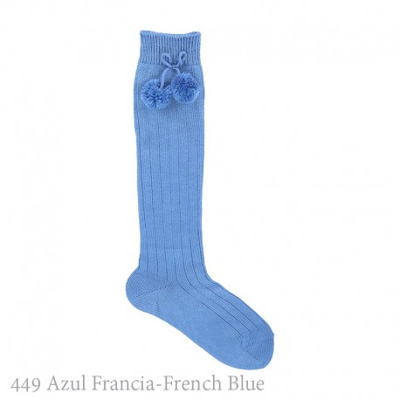 Calcetín Alto Canalé Borlas Condor. 449-azul Francia 2