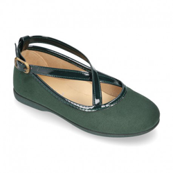 Merceditas Niña En Serratex Con Cintas Cruzadas En Charol. 28 Verde en oferta