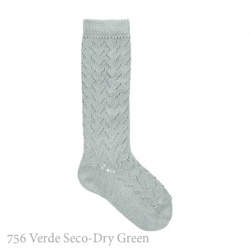 Calcetín Alto Calado Crochet Condor. 756-verde Seco 2 en oferta