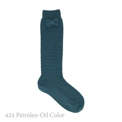 Calcetín Alto Textura Lazo Punto Condor. 424-petróleo 6 en oferta