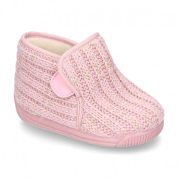 Botita De Casa Niños Velcro Oculto En Lana. 25 Rosa. precio