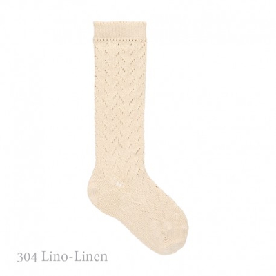Calcetín Alto Calado Crochet Condor. 304-lino 00