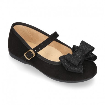 Mercedita Niña Serratex Con Lazo Grande Con Brillos. 18 Negro