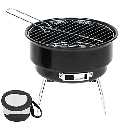 Cubo de madera para barbacoa de carbón. Cubo con parrilla de 25,4 cm de diámetro, para barbacoas en el jardín, terrazas, de camping, en festivales, pi