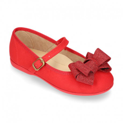 Mercedita Niña Serratex Con Lazo Grande Con Brillos. 25 Rojo en oferta