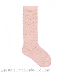 Calcetín Alto Calado Crochet Condor. 544-rosa Empolvado 4 en oferta