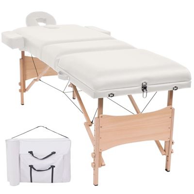 Mesa plegable de masaje vidaXL, 3 zonas 10 cm de grosor Blanco
