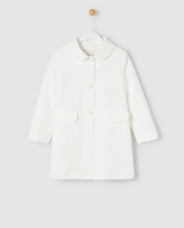 Tizzas - Abrigo De Niña De Piqué Blanco en oferta