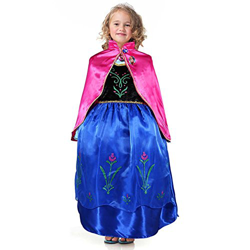 Bascolor Disfraz Anna Frozen Niñas con Capa Princesa Ana Vestido Traje Princesa Anna para Halloween Cosplay Fiesta (3-4 años) en oferta
