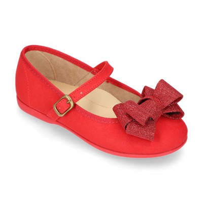 Mercedita Niña Serratex Con Lazo Grande Con Brillos. 18 Rojo