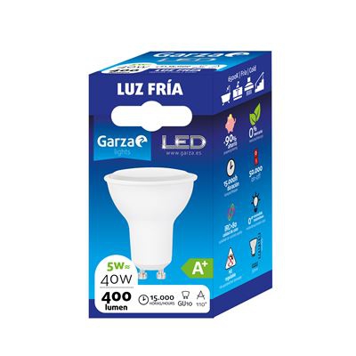 Bombilla LED GU10, 5W 110º 400 lumenes, Luz fría