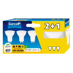Bombilla LED GU10, 5W, 110º, 400 lumenes, Luz cálida, Pack 3 precio