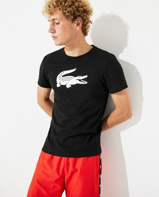 Lacoste Camiseta De Manga Corta Hombres - Negro, Blanco