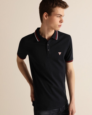 Guess - Polo De Hombre Regular Azul De Manga Corta