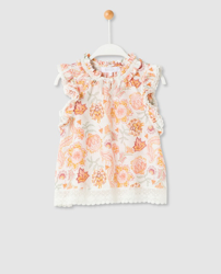 Bass 10 - Blusa De Niña Con Estampado Floral Y Pasamanería características
