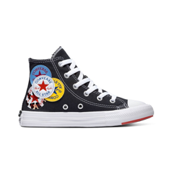 Converse - Zapatillas De Lona Infantil Chuck Taylor De Color Negro Con Adorno De Logos Multicolor características
