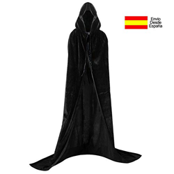 Larga Capa de Vampiro Diablo de Terciopelo con Capucha para Disfraz de Fiesta Halloween y Carnaval,Talla Unica,para Adulto Mujeres Hombres (Negra) precio