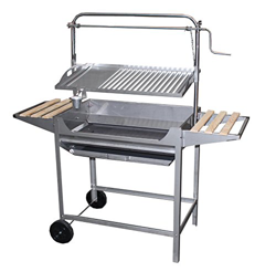 IMEX EL ZORRO Barbacoa Inoxidable con Parrilla-Plancha, Elevador, Ruedas y Bandejas Laterales, Gris, 124x50x140 cm, 71767 precio