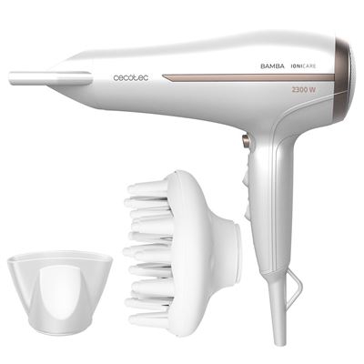 Secador de Pelo Cecotec Iónico Bamba IoniCare 5200 Aura, 2300W, Blanco
