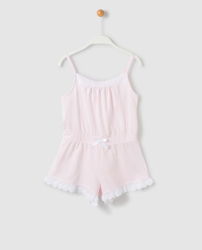 Cotton Juice - Mono Pijama De Niña Rosa Con Puntillas características