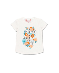 Boboli - Camiseta De Niña En Blanco Con Estampado en oferta