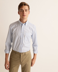 Façonnable - Camisa De Hombre Regular De Rayas Azul en oferta
