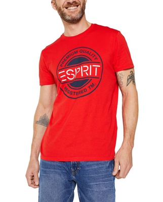 Esprit - Camiseta En Algodón Orgánico De Hombre Roja De Manga Corta
