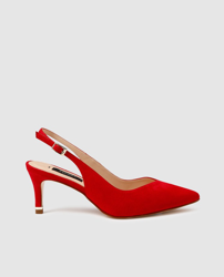 Zendra Basic - Zapatos De Salón De Mujer Destalonados De Piel En Color Rojo en oferta