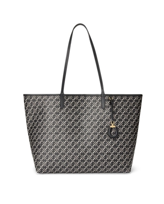 Lauren Ralph Lauren - Tote Grande Collins En Negro Con Estampado De Logos