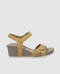 Panama Jack - Sandalias De Cuña De Mujer De Serraje En Color Mostaza en oferta