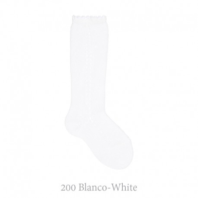 Calcetín Alto Perlé Calado Lateral Condor. 200-blanco 2