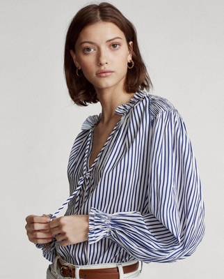 Polo Ralph Lauren - Blusa De Mujer De Rayas De Manga Larga